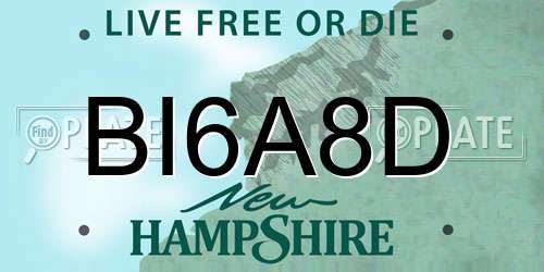 BI6A8D New Hampshire License Plate