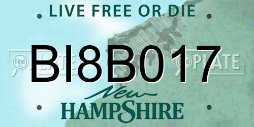 BI8B017 New Hampshire License Plate