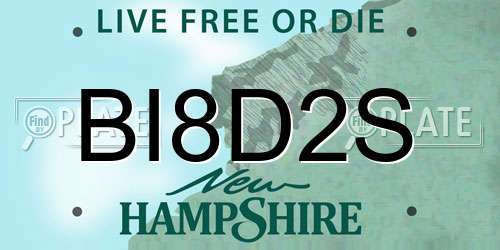 BI8D2S New Hampshire License Plate