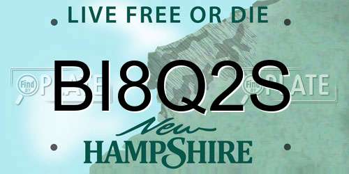 BI8Q2S New Hampshire License Plate