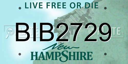BIB2729 New Hampshire License Plate