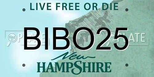 BIBO25 New Hampshire License Plate