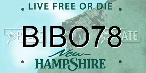 BIBO78 New Hampshire License Plate