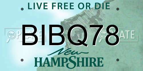 BIBQ78 New Hampshire License Plate