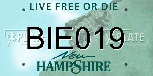 BIE019 New Hampshire License Plate