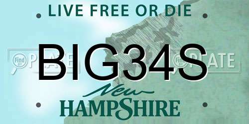 BIG34S New Hampshire License Plate