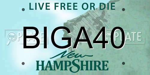 BIGA40 New Hampshire License Plate