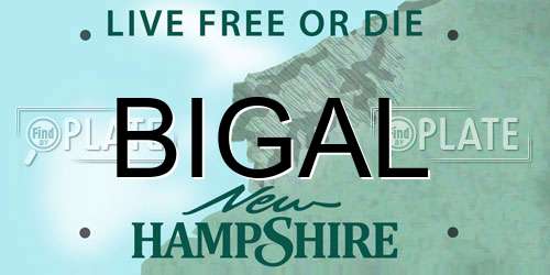 BIGAL New Hampshire License Plate