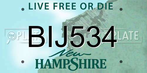 BIJ534 New Hampshire License Plate