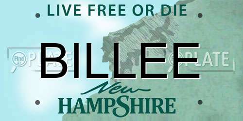 BILLEE New Hampshire License Plate