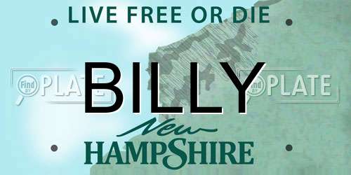 BILLY New Hampshire License Plate