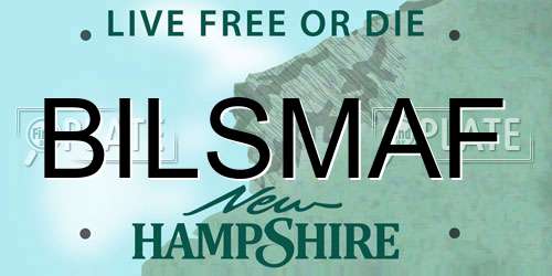 BILSMAF New Hampshire License Plate