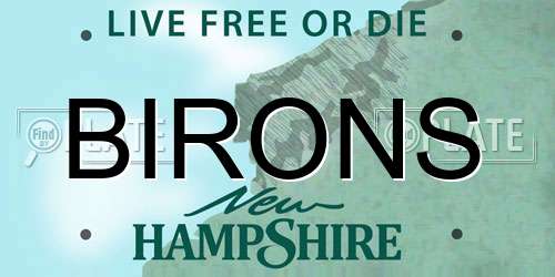 BIRONS New Hampshire License Plate