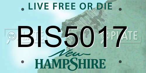 BIS5017 New Hampshire License Plate
