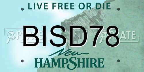 BISD78 New Hampshire License Plate
