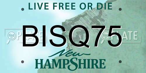 BISQ75 New Hampshire License Plate