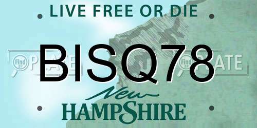BISQ78 New Hampshire License Plate