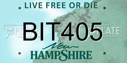 BIT405 New Hampshire License Plate