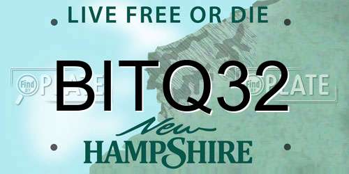 BITQ32 New Hampshire License Plate