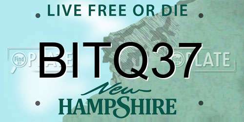 BITQ37 New Hampshire License Plate