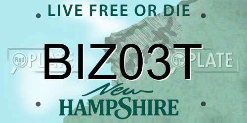 BIZ03T New Hampshire License Plate