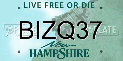 BIZQ37 New Hampshire License Plate