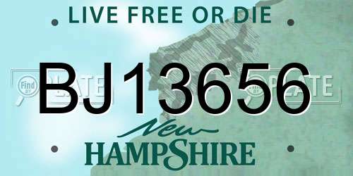 BJ13656 New Hampshire License Plate