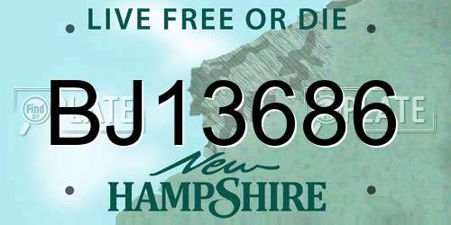 BJ13686 New Hampshire License Plate