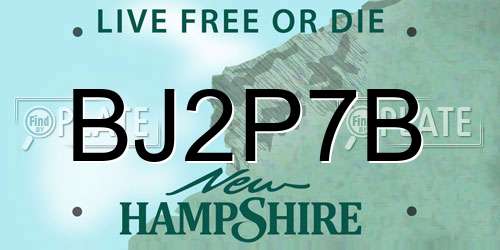 BJ2P7B New Hampshire License Plate