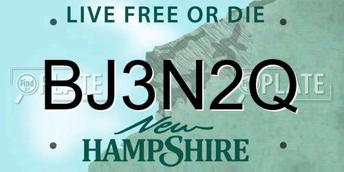BJ3N2Q New Hampshire License Plate