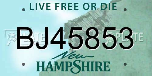 BJ45853 New Hampshire License Plate