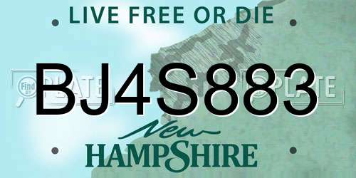 BJ4S883 New Hampshire License Plate
