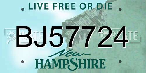 BJ57724 New Hampshire License Plate