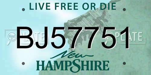 BJ57751 New Hampshire License Plate
