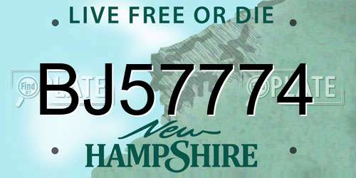 BJ57774 New Hampshire License Plate