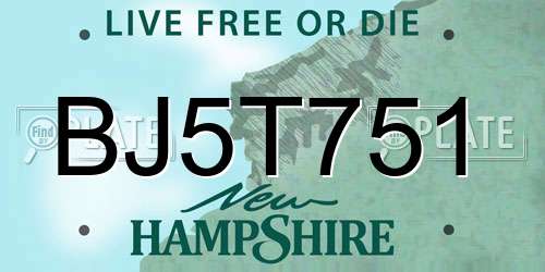 BJ5T751 New Hampshire License Plate