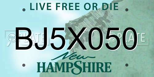 BJ5X050 New Hampshire License Plate