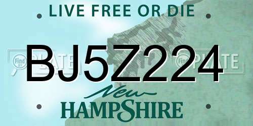 BJ5Z224 New Hampshire License Plate