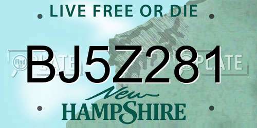 BJ5Z281 New Hampshire License Plate