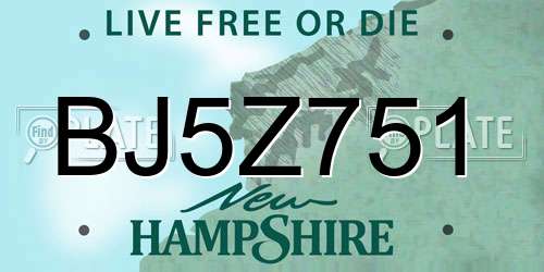 BJ5Z751 New Hampshire License Plate