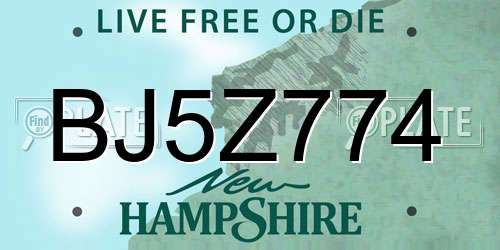 BJ5Z774 New Hampshire License Plate