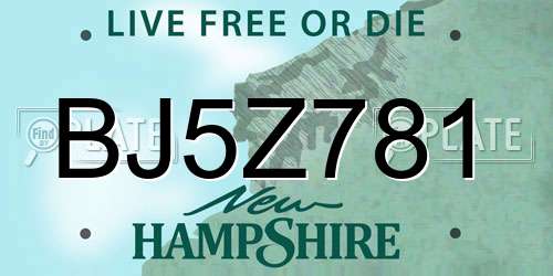 BJ5Z781 New Hampshire License Plate