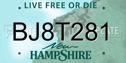 BJ8T281 New Hampshire License Plate