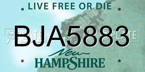 BJA5883 New Hampshire License Plate