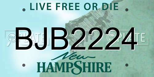 BJB2224 New Hampshire License Plate
