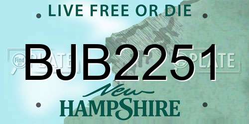 BJB2251 New Hampshire License Plate