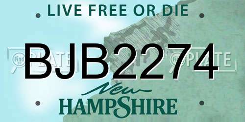 BJB2274 New Hampshire License Plate