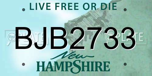 BJB2733 New Hampshire License Plate