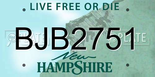 BJB2751 New Hampshire License Plate