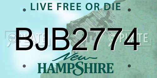 BJB2774 New Hampshire License Plate